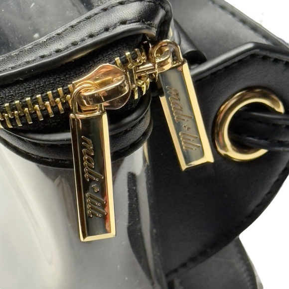 Mali & Lili Black Clear Gold Tone Zippered Adjustable Concert Festival Waist Bag - Picture 6 of 13